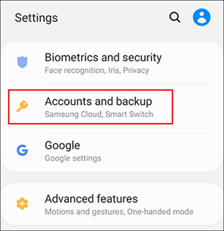 Accounts and Backup